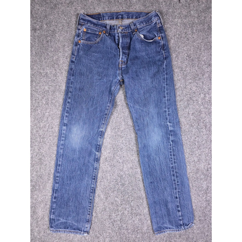 Levis 501 Original Fit Jeans Mens 29x30 Blue Straight Leg Button Fly 00501-0115